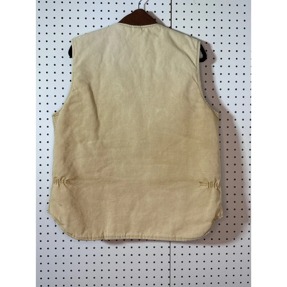 Vintage Carhartt V01 BRN Duck Canvas Work Vest Tan Brown Made in USA Mens Large